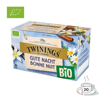 Twinings BIO Gute Nacht, aromatisierter Kräutertee mit Vanillearoma, 20 Teebeutel im Kuvert